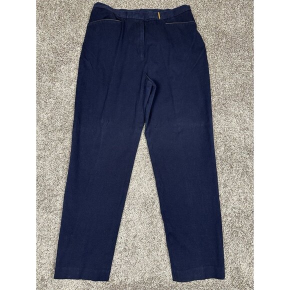 Lauren Ralph Lauren Pants Size 16‎ Navy Stretch  Straight Leg Career Trousers - Picture 1 of 13